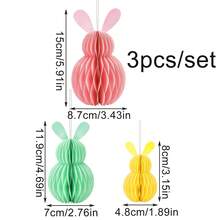 3pcs Easter Bunny Honeycomb Paper Decorations, 3D Honeycomb Easter Party Decorations, Colorful Bunny Hanging Paper Honeycomb Decorations, For Home, Office, Kitchen, Easter Gift, Holiday Party Table Supplies - Multicolor - View 11