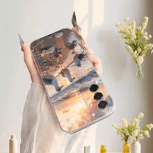 Funda de Teléfono Gaviota en la Playa para Samsung Galaxy A03S A04 A05S A06 A07 A13 A14 A15 A16 5G A17 A21S A22 A23 A24 A25 A26 A32 A34 A35 A36 A50 A52 A53 A54 A55 A56 A73 S21 Ultra S22 Plus S23+ S24 FE S25 Funda de Teléfono Transparente a Prueba de Golpes de Cobertura Completa TPU Funda Protectora de Carcasa Suave Simple y a la Moda - Multicolor - Ver 8