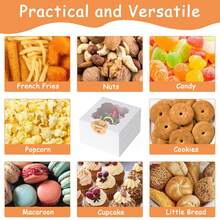 50pcs Cookie Boxes With Window, 4x4x2.5 Inches Bakery Boxes With 50pcs Stickers For Cookies, Bakery, Desserts, Candy, Chocolate Covered Strawberries, Mini Cake (White) - 彩色 - 查看 4