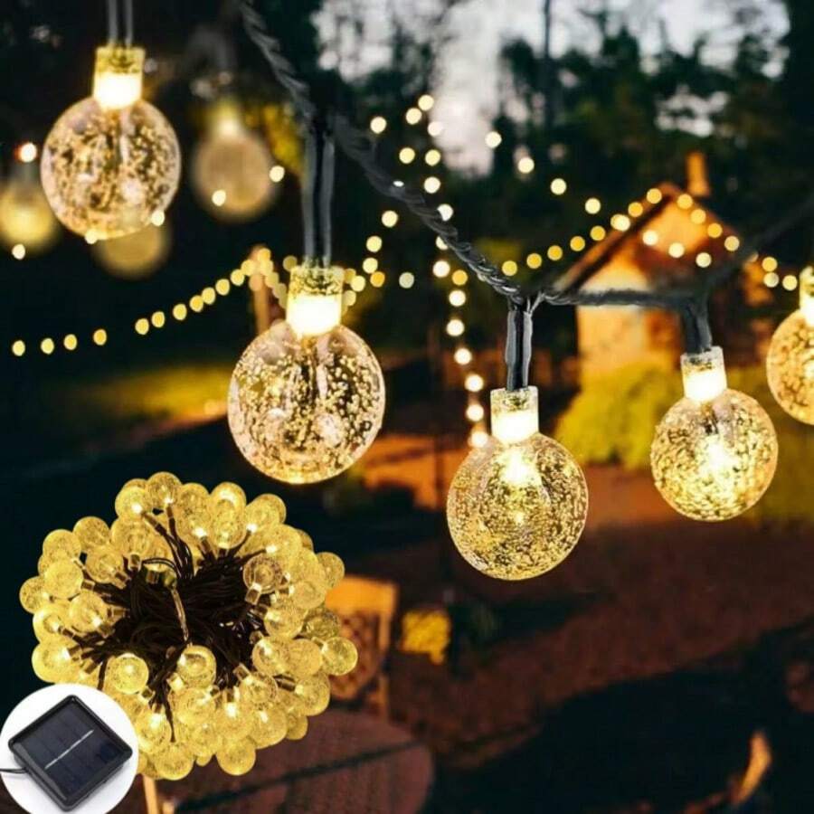 Magic Su Solar Powered LED String Lights, 20/30/100 LED Bulbs Options, 8 Lighting Modes - Suitable For Cafe, Porch, Stairs, Outdoor Events, Thanksgiving, Graduation, Earth Day, Indoor Lighting. Solar Rechargeable LED String Lights, Durable And Suitable For Outdoor Use. - Multicolor - View 1