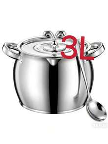 Stainless Steel Lard Pot With Lid, Thick Double Handles, Heat-Resistant, Household, Large Capacity Lard Pot With Filter
