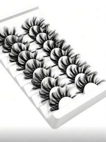 8 Pairs Fluffy Crossed False Eyelashes, Party & Daily Makeup Reusable Eyelash Extensions - Black - View 3