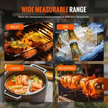 High Digital Grill Thermometer -58 To 572°F, IP65 Waterproof,  Fast Measurement, 180° Foldable Probe With Backlight & Magnetic Back For Cooking And BBQ - Red - View 7