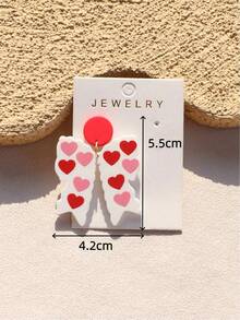 1 Pair Women's Valentine's Day Heart Print Ceramic Texture Romantic Atmosphere Big Bow Acrylic Earrings - 彩色 - 查看 8
