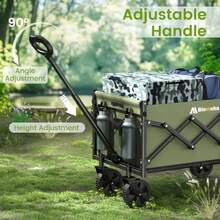 Collapsible Wagon With Wheels 220 Lbs Wagons Carts Foldable Wagon Cart With Flexible Handle Lightweight Portable Folding Utility Grocery Shopping Cart For Grocery Sports Garden Camping Green - 綠色 - 查看 5