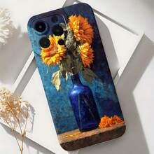 2026 nueva funda de teléfono esmerilada, funda de teléfono con impresión artística de girasol en jarrón azul para iPhone 17 14 Pro Max 13 12 11 Xs Max Xr X  Galaxy S23 S22 S21 Plus S20 Ultra S10 Edge Note 20 10, regalo de pareja para él y ella, regalo de San Valentín o cumpleaños - Azul Klein - Ver 6