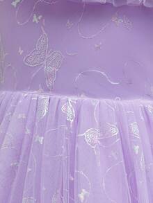 Young Girls' Party Dress, Printed, Glitter, Fluffy Tulle, Elegant Formal Ball Gown, Princess Dress - Mauve Purple - View 5