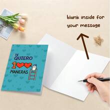 1pc "I Love You In 100 Ways" Greeting Card - Cute Character Ladder & Heart Design, Paper Material, Perfect For Friends/Colleagues/Partners, Romantic Love Expression Card - Multicolor - View 6