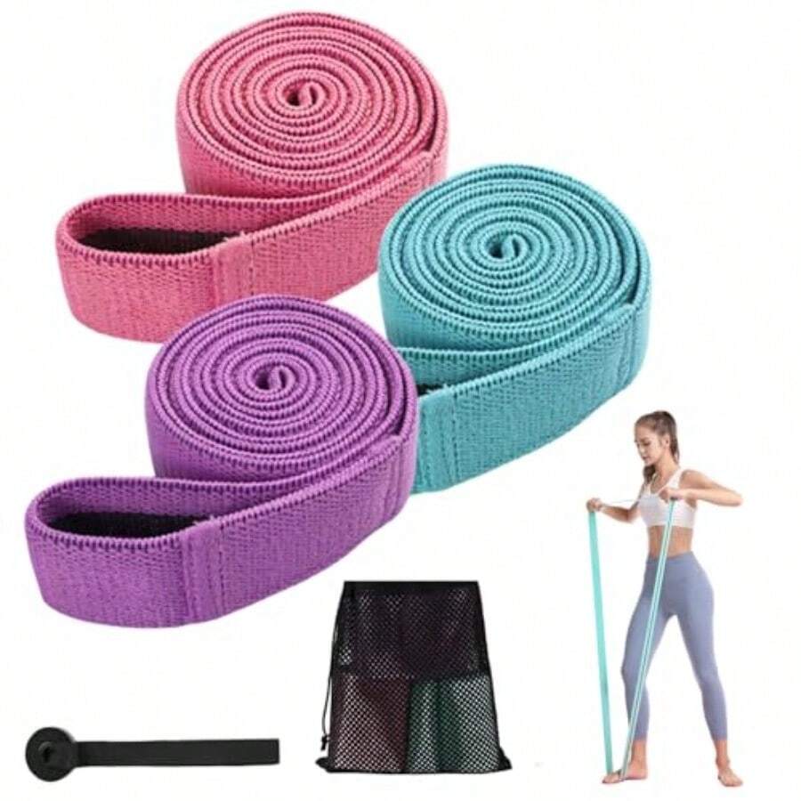 3PCS Bandas de Resistencia - Bandas Elásticas de Ejercicio Bandas de Resistencia Multiusos para Yoga Pilates Fitness Entrenamiento Entrenamiento de Fuerza Verde+Rosa+Morado - C - Ver 1
