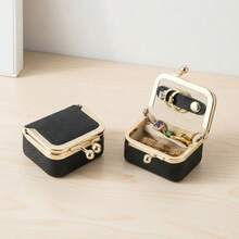 Mini Jewelry Box, Portable Vintage-Inspired Coin Purse Jewelry Case With Kiss Lock, Mini Travel Ring Box For Women For Earring/Ring/Necklace/Bracelet - Red - View 4