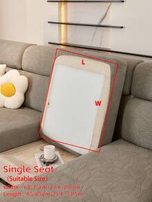 1pc Leaf Print Sofa Cover, High Elasticity & Easy-Clean Slipcover, Full Coverage Anti-Slip Design For Living Room - Grey - View 12