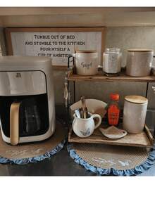 1pc Desktop Coffee Table Storage Rack, Dual-Layer Wooden Organizer Shelf, Suitable For Coffee Bar Accessories, Spice Storage, Applicable For Kitchen, Home, Office - Brown, Kitchen Storage, Room Decor, Fit For Kitchen, Dining Room, Party, Camping, Gathering, Gift For Friends And Family - Multicolor - View 4