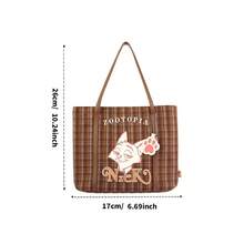 Miniso Túi xách kẻ caro thuộc series Zootopia của Disney - Có hình Judy và Nick, đáy được gia cố, chịu lực tốt, phù hợp cho văn phòng và những chuyến đi ngắn (1 chiếc) - Nhiều màu - Xem 8