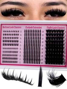 305pcs/295pcs/285pcs/275pcs/265pcs 4 IN 1 Lash Clusters 200D/160D/120D/100D80D/60D Long 6-20mm Lash Spikes Lower Eyelashes Reusable Bottom Lashes Eyelash Clusters Volume Individual Lashes DIY Spiky Lash Extension Manga Cluster Eyelash Extensions Mink Strips Lashes Thick - DD - Xem 2