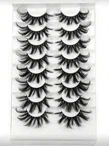 8 Pairs Fluffy Crossed False Eyelashes, Party & Daily Makeup Reusable Eyelash Extensions - Black - View 2