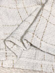 女士时尚无袖格子外套，采用春季格子图案设计，配有腰带和前襟纽扣，适合派对、节日、休闲外出和度假穿着。白色 - 白色 - 查看 5