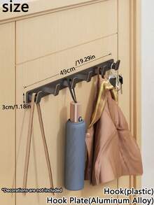 1个黑色/白色/灰色时尚方形壁钩 - 可选3/4/5/6个挂钩，圆角设计防止勾住衣物和物品，铝合金挂钩板搭配加厚ABS挂钩，承重力强，多场景挂钩架：浴室（毛巾/衣物）| 玄关（钥匙/杂物）| 门后（衣架）| 卧室 - 彩色 - 查看 17