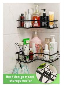 3 piezas Estantería de baño de acero inoxidable sin taladro, cesta de ducha de esquina, organizador de ducha adhesivo montado en la pared, soporte para dispensador de jabón, estante para champú