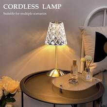 Crystal Lamp With Adjustable LED Lights, Rechargeable Ambient Lights, USB Night Lights For Desks, Dining Rooms, Kitchens, Bedrooms And Living Rooms, Home Decoration Bedside Lamps, Hotel And Bar Lighting, Touch Version With 3 Colors, Christmas Gift - 02 - 查看 6