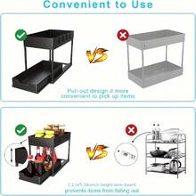 1 pezzo Organizer doppio per lavandino, 1 pezzo Organizer per spazi stretti, Organizer multifunzione per lavandino, adatto per cassetti di bagno e cucina. Portaspezie in plastica per piano di lavoro, Organizer per condimenti, Portaoggetti per piatti e utensili, Organizer per lavandino, Scaffale di stoccaggio in plastica - Multicolore - Visualizzare 6