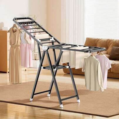  MIKEE Foldable Stainless Steel Drying Rack - 2-Tier Large Collapsible Laundry Rack For Indoor/Outdoor,  Space Saving Clothes Organizer  | Easter Home Refresh & Spring Storage Solution