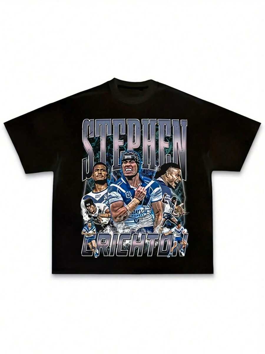 Men'S Stephen Crichton Jersey Logo T-Shirt - Stretch Crew Neck, League Icon Design, S-3Xl Sizes For Casual & Fan Apparel - 黑色 - 查看 1
