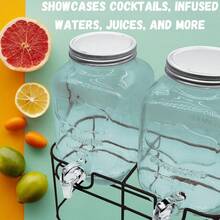 4L Glass Beverage Dispenser 2 Pack Metal Wire Stand Reusable For Home Party Office - 2 X 4L Glass Drinks Dispenser With Taps and Metal Stand - View 4