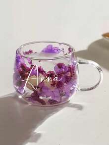 Taza de vidrio de doble capa personalizada con asa, taza de café transparente de borosilicato de alta resistencia al calor, taza de vidrio con patrón floral grande para té y leche, estilo minimalista y elegante - multicolor - Ver 13