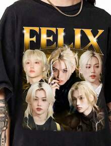 Young Girl's Boy's Graphic Cotton Graphic Tees DominATE World Tour Shirt,Dominate Shirt,  Shirt Felix Skz Tshir Merch SKZ Hoodie Sweater Children's Tshirt, Suitable For All Seasons, Perfect For Boys And Girls , School, And Casual Sports Wear. - 黑色 - 查看 1