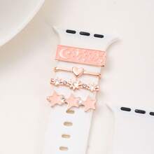 4 pezzi Anelli decorativi a forma di stella e luna in lega di zinco, compatibili con cinturini per Apple Watch (cinturino non incluso) - Multicolore - Visualizzare 8