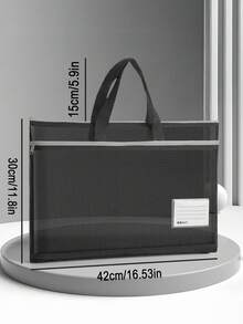 1个8K学生手提美术包，透明尼龙网布包，适用于学习、考试，大容量A3尺寸，适合绘画、素描、美术考试、艺术学生、返校季使用。 - 黑色 - 查看 12