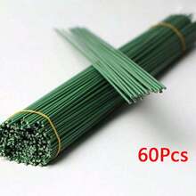 20 قطعة/60 قطعة/100 قطعة سيقان أزهار اصطناعية من سلك الحديد، متينة للغاية، سهلة التشكيل بأشكال مختلفة، مناسبة لصنع باقات الأزهار DIY، ديكورات الورود المحفوظة، النباتات الاصطناعية - أخضر - مشاهدة 12