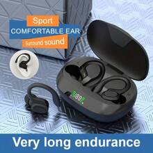True Wireless Earbuds, TWS Earphones With Microphone, Sports Ear Clip Earphones, Stereo In Ear Earphones With LED Display Screen - 黑色 - 查看 1