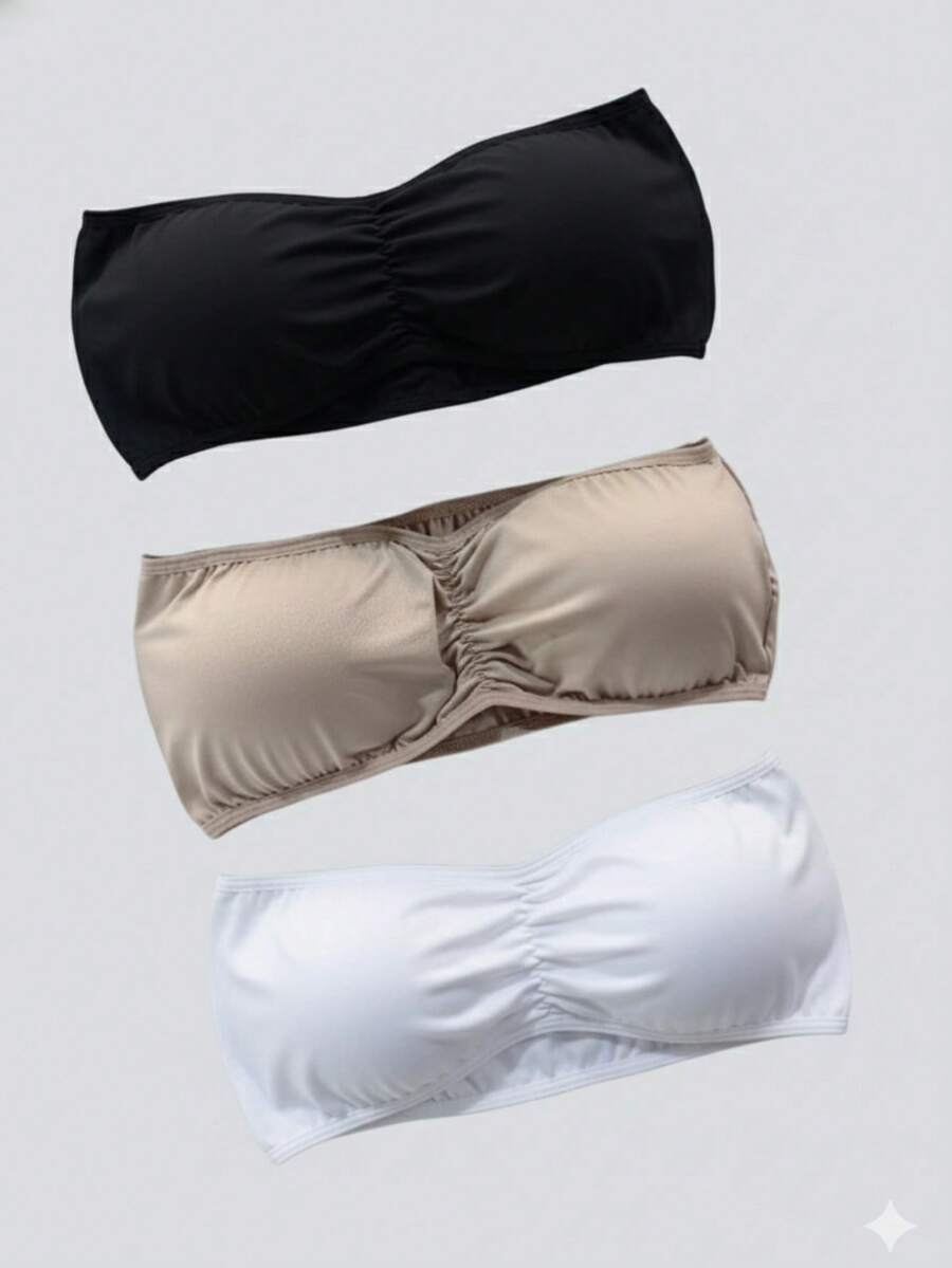 Kit 03 Top, Bandeau, Strapless Bra, Bustier With Comfort Underwire Cup - Multicolor - Ver 1