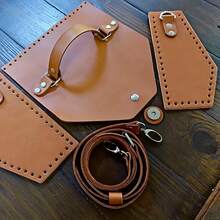 5件套钩针包包配件，钱包制作套装，棕色和黑色方形手提包，钩针编织套装，带包盖、肩带和侧片的钩针手提包，易于制作，女士钱包制作，钱包制作配件