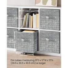 Storage Cubes, 11.8-Inch Non-Woven Fabric Bins With Double Handles, Set Of 6, Closet Organizers For Shelves, Foldable, For Clothes, Cattail Gray UROB030G01,11.8inchLx11.8inchWx11.8inchH,CattailGray - 香蒲灰 - 查看 4