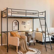 106.68cm Single Metal Loft Bed Frame High Sleeper Bunk Bed Study Desk Cabin Bed - Black - View 10