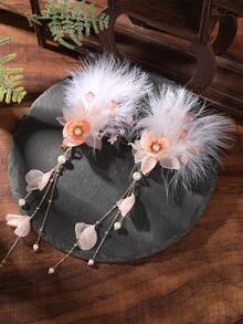 2pcs Pearl Tassel Bridal Hair Clip Hairpin Headpiece - 9577 - View 4