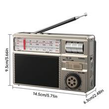 Radio de todas las bandas con conexión de audio inalámbrica, carga solar y multimodal, batería de larga duración de 1200mAh y múltiples modos de reproducción - Dorado - Ver 2