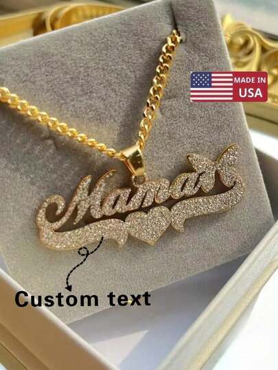 1pc Personalized Minimalist Matte Stainless Steel Necklace With Custom Engraved Name, 18K Gold Plated Heart/Butterfly Shaped Choker Necklace, Gift For Girlfriend, Wife, Mom, Birthday, Valentine's Day, Christmas,Black,Silver,Gold,Stylish,Colorful,Vintage,Simple,Unisex,Casual,Cuties,Custom,Personalized,Unique,Ideal Gifts For Him,Ideal Gifts For Her,Her,Boyfriend,Girlfriend,Dad,Mom,Family,Friends,For Anniversaries,For Birthdays,For Graduation,For Prom,For Party,Customized Fashion Necklaces