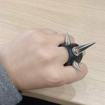 1件Y2K朋克哥特风戒指 - 尖刺耳环，独特设计，突出造型，男女皆宜，生日礼物，派对配饰