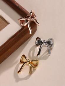 Fashionable Versatile Bow Tie Scarf Clip Accessory - Silver Bow - View 5
