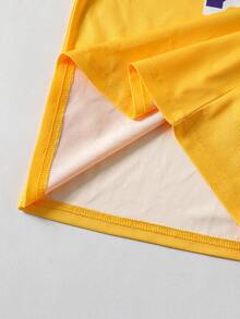 2pcs/Set Boys Casual Outdoor Sports Basketball Jersey With Los Angeles Number 77 Print, Basketball Round Neck Tank Top And Shorts Set, Spring/Summer - Yellow - View 8