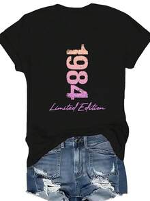 Womens 1984   Edition Vintage Graphic T Shirt Retro 80s I (2) - màu đen - Xem 1