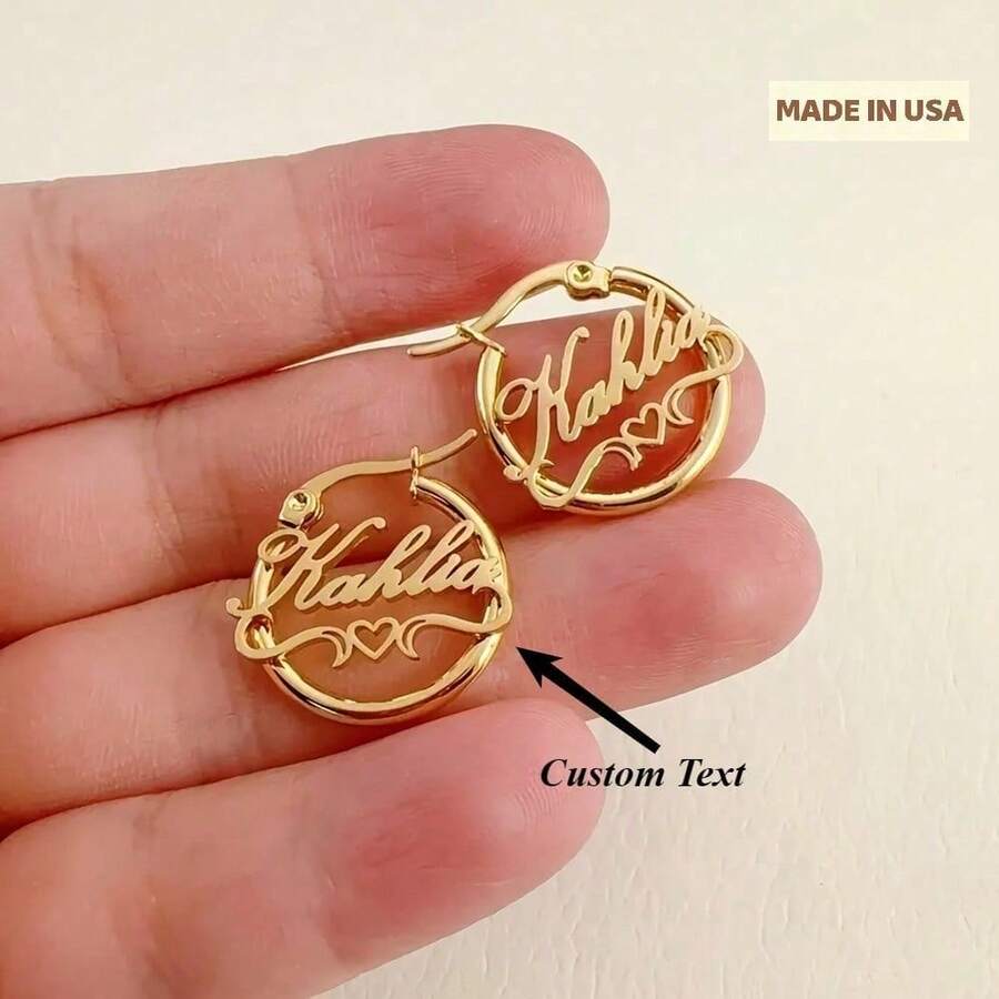 [ Customization ] Personalized Ribbon Love 1 Name Earring, Customized Bead Gift, Birthday Celebration Graduation Back To School Gift, Mother's Day Gift - Nhiều màu - Xem 1