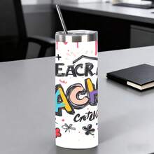 1pc 1pcs 1pc Teacher's Favorite Stainless Steel - 1pc 20oz/591ml Insulated Cup With Straw & Lid, Hot/ Drink Suitable Giving On Festivals,, Travel,, Gym - 304 Stainless Steel - 20oz - 查看 9