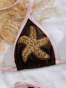 Maillot de bain deux pièces à la mode 2026 pour femme, couleur unie, sexy, bohème, élégant, décontracté, mignon, dos nu à nouer, idéal pour la plage, les vacances, un rendez-vous, au quotidien, printemps-été. - Multicolore - Voir 4