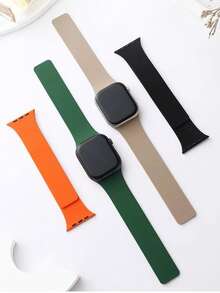 1条男女通用荔枝纹硅胶磁吸表带，兼容 42mm、38mm、40mm、41mm、44mm、45mm、46mm、49mm，时尚智能手表替换表带，适用于Series Ultra2、Ultra SE2、SE 11、10、9、8、7、6、5、4、3、2、1