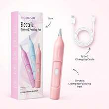 THXMADAM Electric Diamond Painting Pen Pro, Wireless Diamond Art Painting Pen With Vacuum Pump For Adults, Button Switch Control, USB-C Charging, Diamond Painting Accessories Tool (Pink) - 粉色 - 查看 5