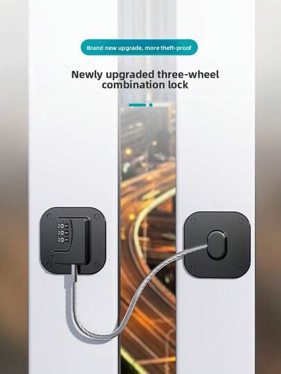 1 قطعة قفل محدد نافذة بدون ثقب، قفل ثلاثي الأرقام للثلاجة، كابل سلامة للأطفال لاصق لخزانة، درج وفريزر